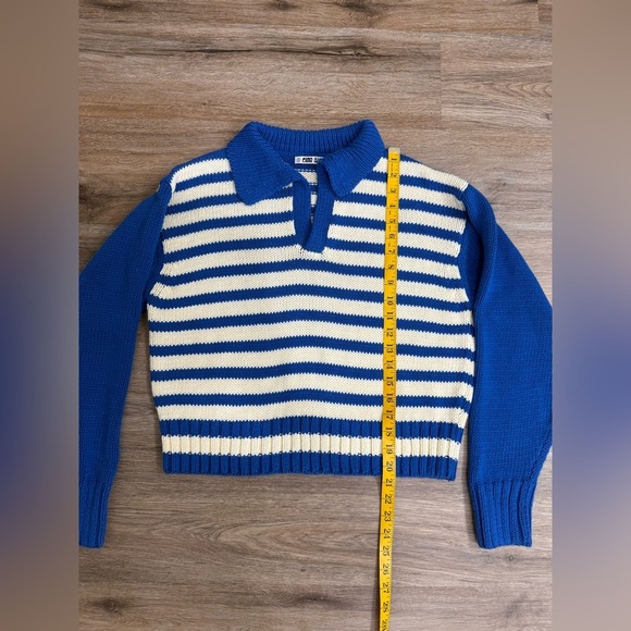 Ciao Lucia Venezia Sweater Striped Blue Collared Knit Size S - Picture 7 of 9